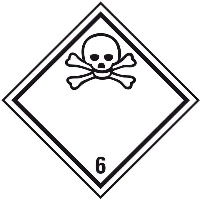ADR klasse 6.1 sticker giftig 100 x 100 mm