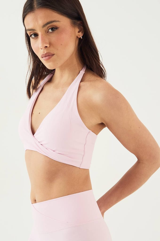 Dames DSGN Studio Ultra Sculpt Twist Front Sport BH | Baby Roze | Maat: 2XL