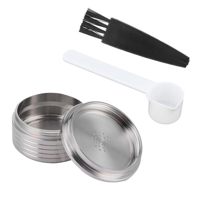 Herbruikbare Koffiecapsule met Lepel Borstel Geschikt voor DELTA Q NDIQ7323 Koffiezetmachine gray