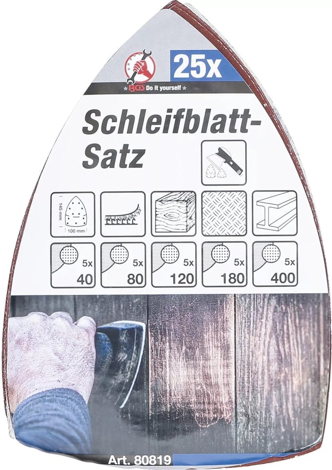 BGS Schuurbladenset - 145 x 100 mm - K 40 t/m 400 - 25 delig