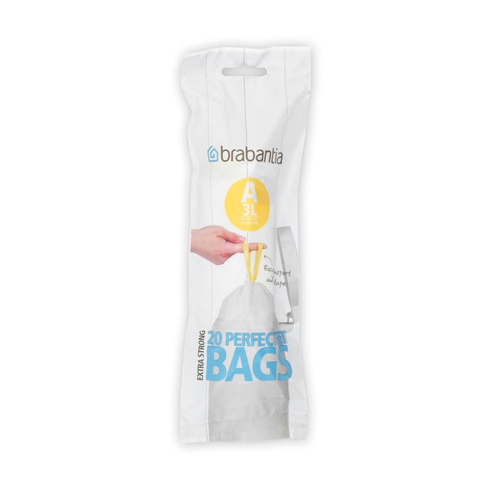 brabantia Size A - trash can liner - 3 L - high-density polyethylene (HDPE) - white