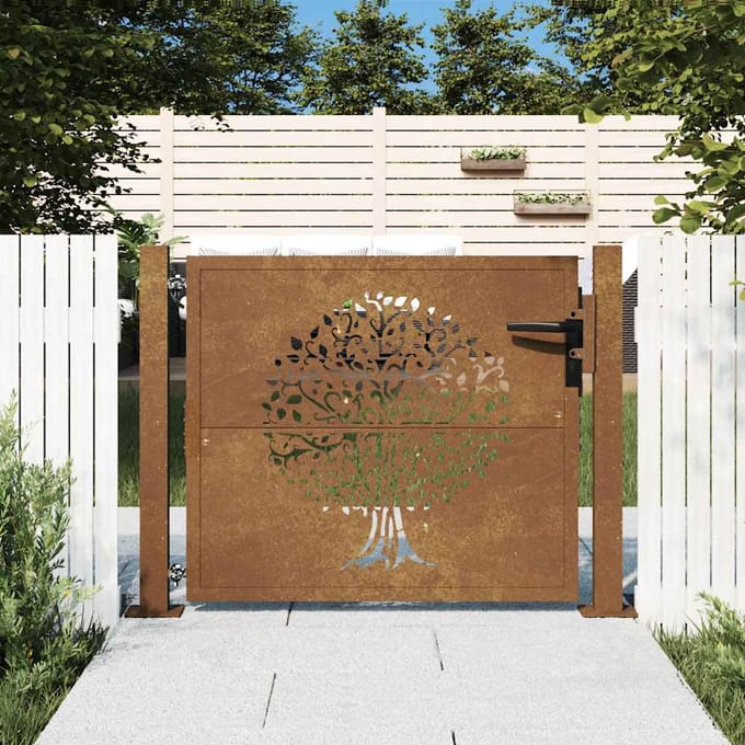 vidaXL - Poort - 100x100 - cm - boomontwerp - cortenstaal