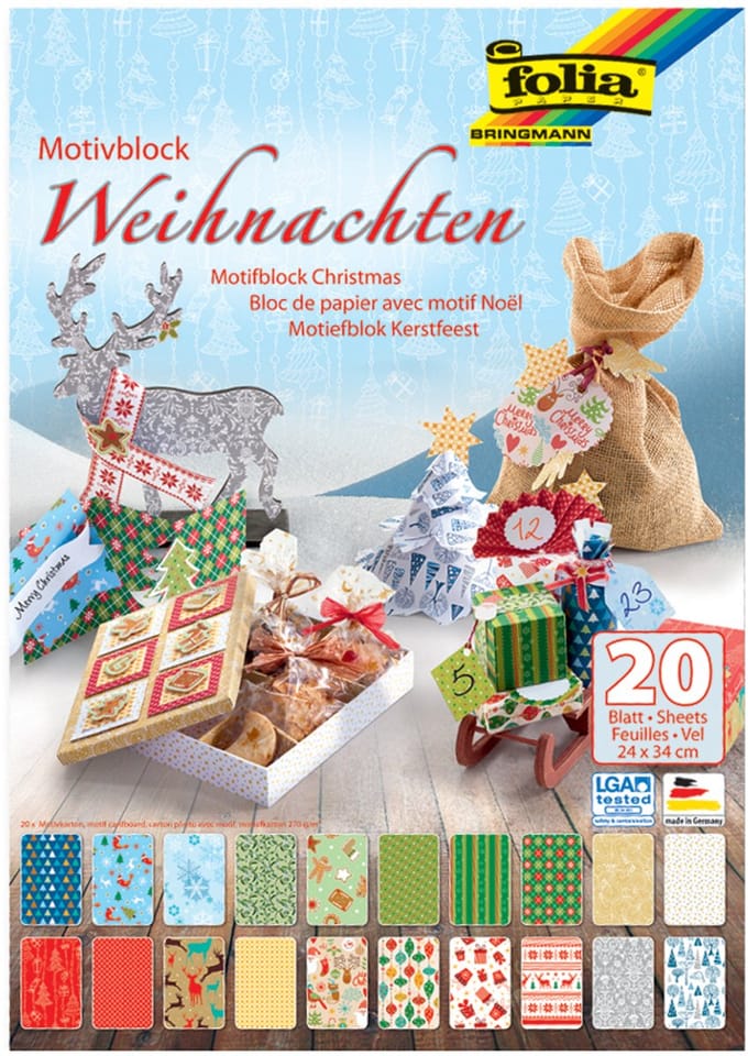 Folia 47249 - Designerpapierblok - Kerst ||| - Variatie - 20 Vel