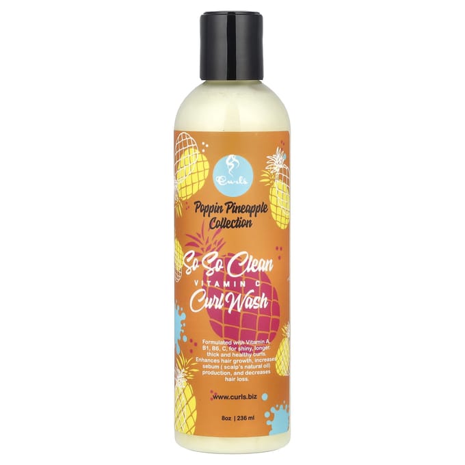 Curls, Popping Pineapple Collection, So So Clean, Vitamin C, Curl Wash, 236ml (8oz) orange