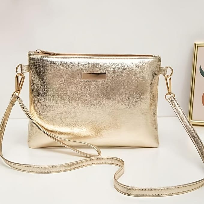 Effen Kleur Dames Schoudertas Kleine Portemonnee goud