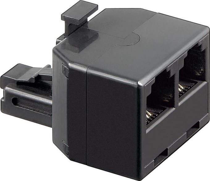 RJ11 (m) - 2x RJ11 (v) telefoon splitter / zwart