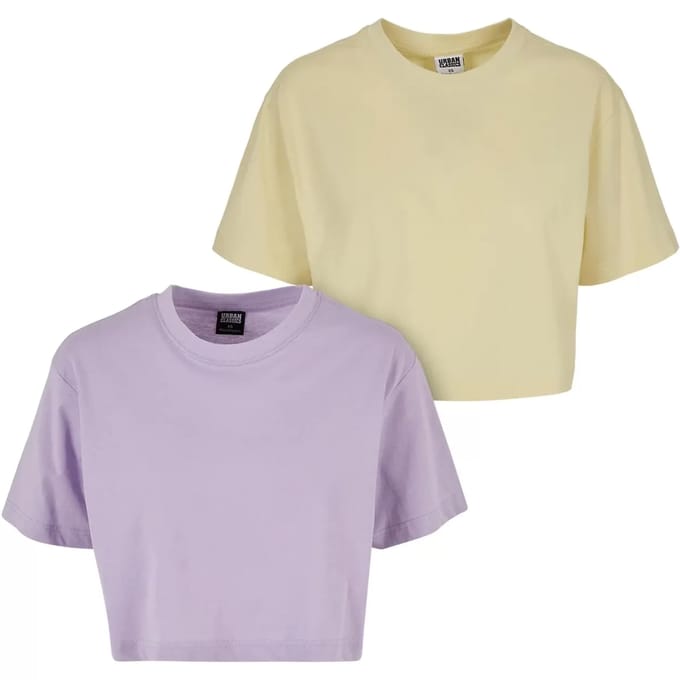 Urban Classics - Short Oversized 2-Pack Crop top - 3XL - Paars/Geel