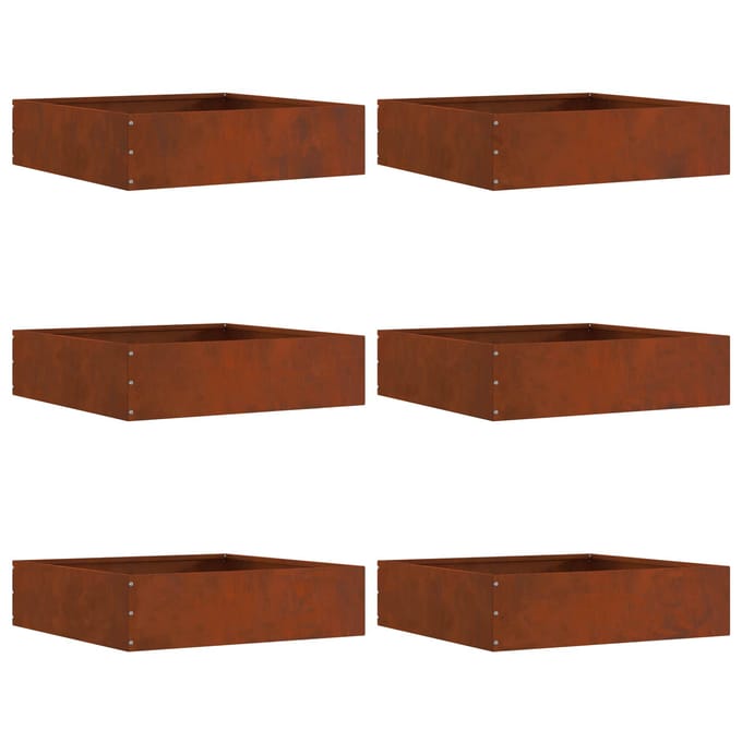 vidaXL - Gazonrand - 6 - st - 50 - x - 50 - x - 13 - cm - Roestkleurig