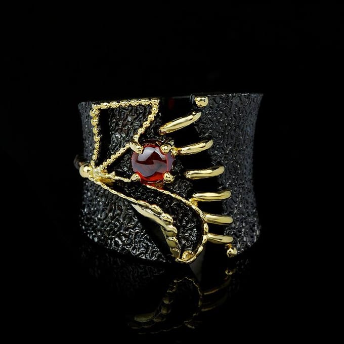 Amerikaanse Dames Gepersonaliseerde Design Ring Zwart Verguld Twee Kleuren No. 9 black