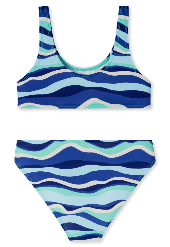 Bustier-bikini-set met golven, UV-bescherming 40+, blauwgroen - aquablauw 152