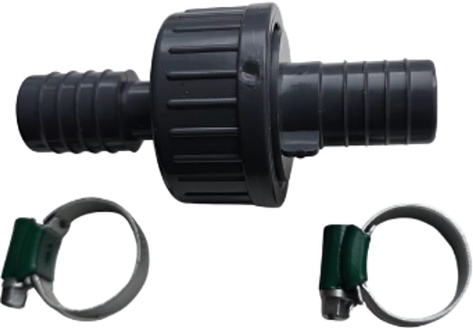 PVC terugslagklep met tule 21 mm + 2 Slangklemmen