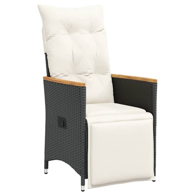 vidaXL - Tuinstoelen - 2 - st - verstelbaar - met - kussens - poly - rattan - zwart