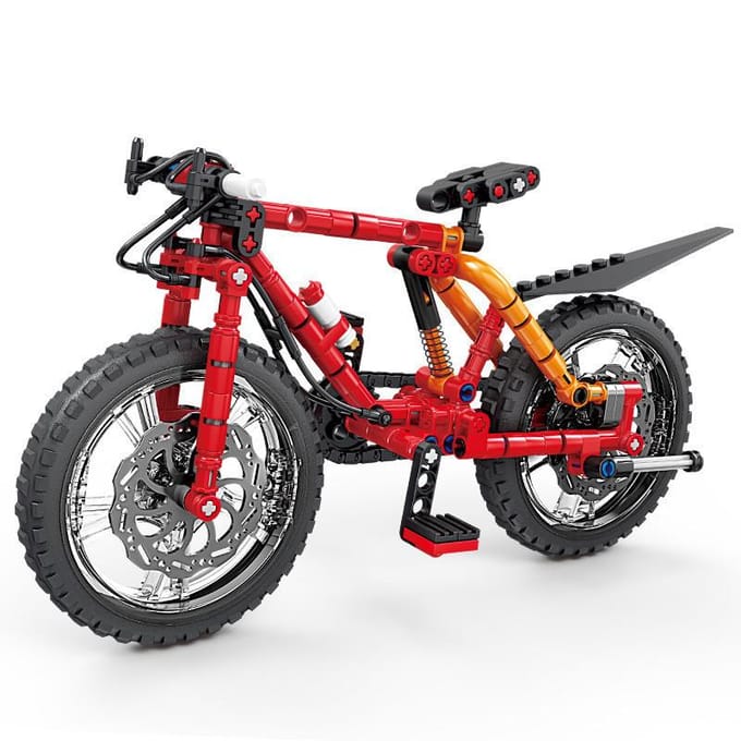 2 Stijlen Fiets Constructieblokken Mountainbike Simulatie Auto Educatief Gemonteerd Speelgoed rood