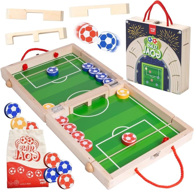 Houten Tafelspel - Reactiespel Gezin - Snel Spelen - Compact Draagbaar - 2 Spelers - Meerkleurig