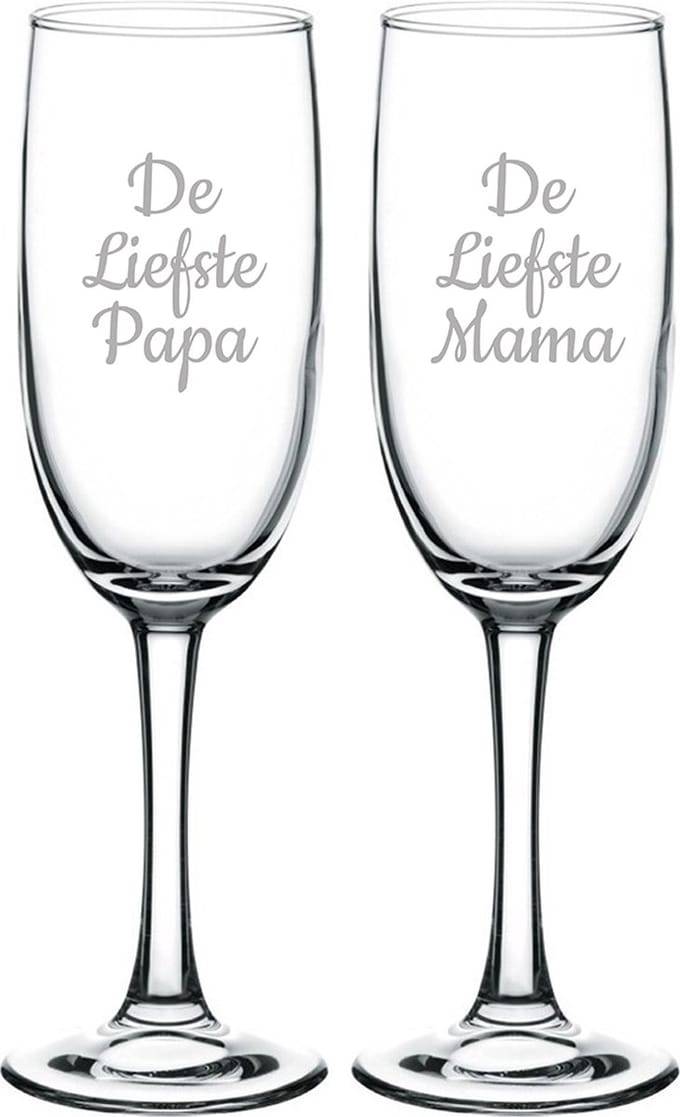 Gegraveerde Champagneglas 16,5cl De Liefste Mama-De Liefste Papa