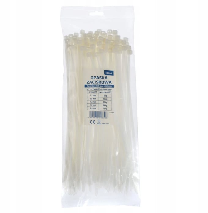Kabelbinders 550x4,8mm Wit - 100 stuks