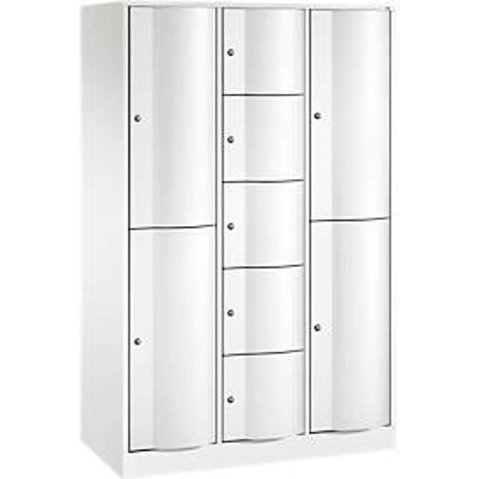 C+P combikast Resisto, 3 afdelingen, 9 vakken, B 1148 x D 540 x H 1950 mm,  verkeerswit