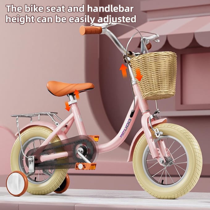 Kinderfiets - Loopfiets - Leren fietsen - Met zijwieltjes - 9.4 kg - Roze