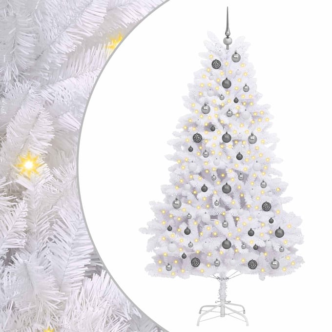 vidaXL - Kunstkerstboom - 210 - cm - PVC - en - Staal - Wit