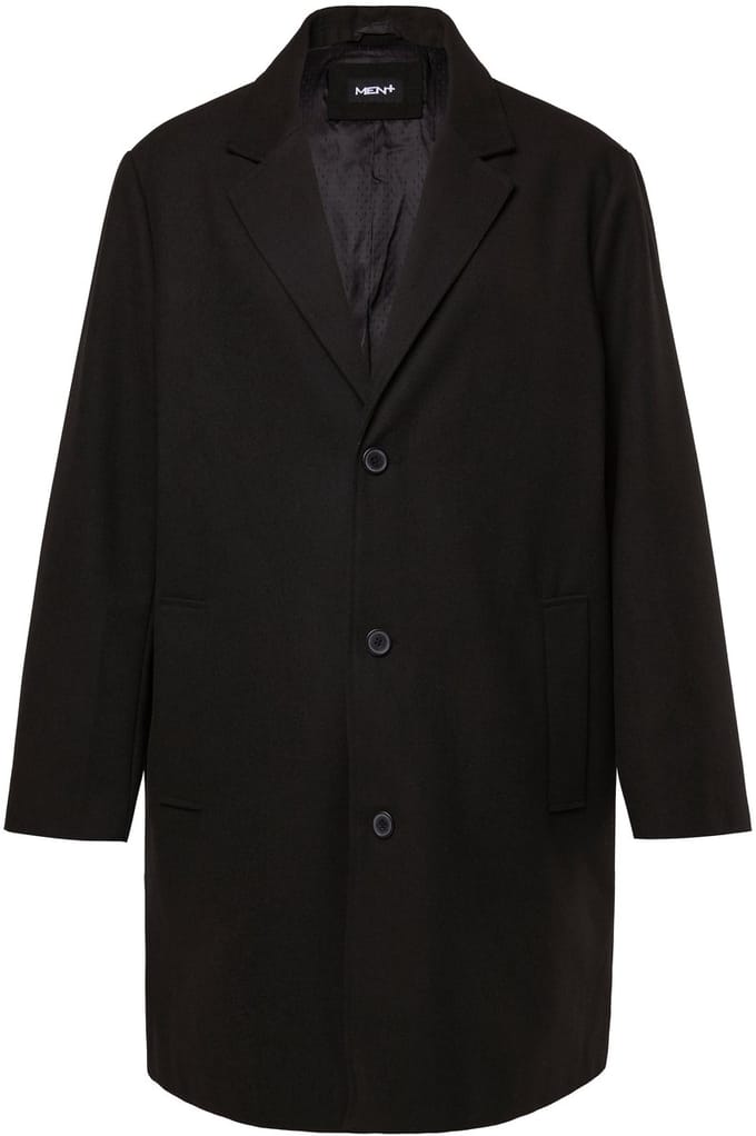 Men Plus - Heren - Functionele jas wollen look waterafstotend - Zwart - Maat L