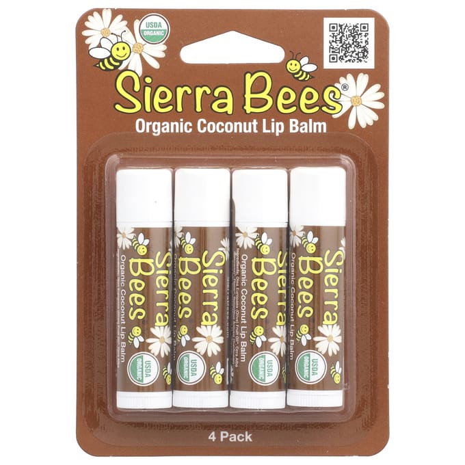 Sierra Bees, Biologische Lippenbalsem, Kokosnoot, 4 Stuks, 0,15 oz (4,25 gram) Elk brown