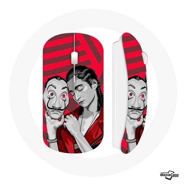 Souris Sans Fil - MANIACASE - Nairobi La Casa De Papel - Rouge - Clé USB wifi - Compatible Mac et PC