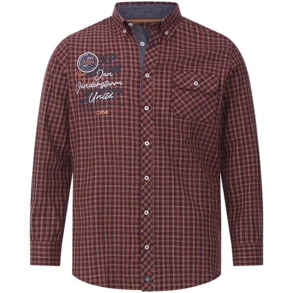 Jan Vanderstorm herren Overhemd - 51/52 - donkerrood - Plus Size