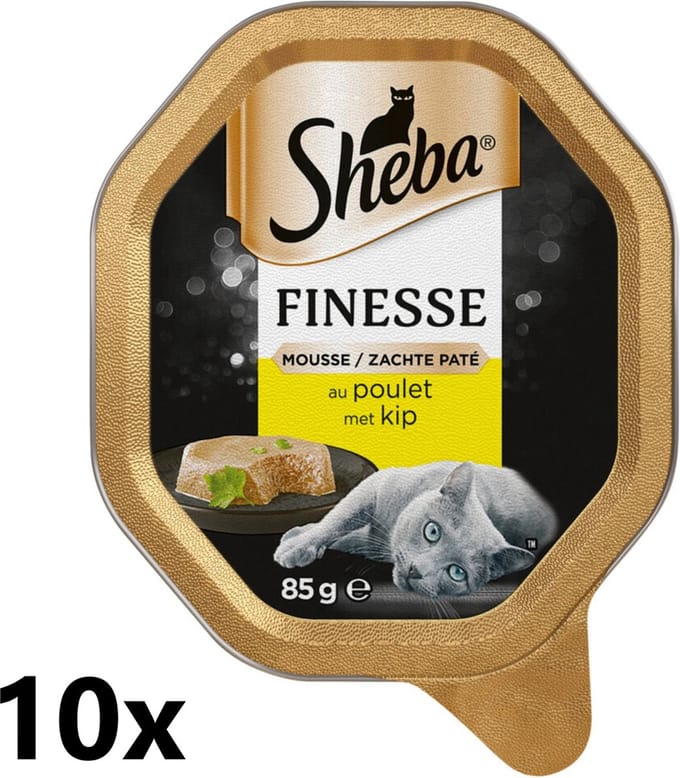10x Sheba - Finesse Mousse Kip - Kattenvoer Natvoer - 85 g