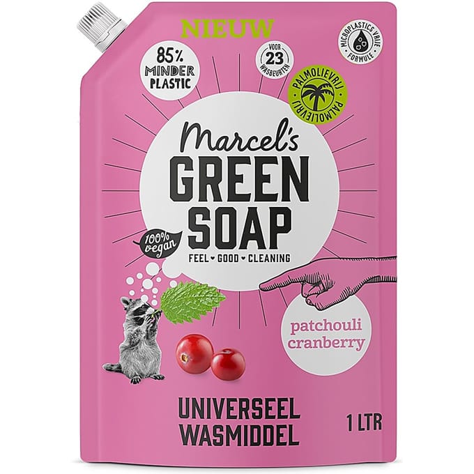 Marcel's Green Soap Wasmiddel Navul Patchouli & Cranberry 23 Wasbeurten - 1 liter
