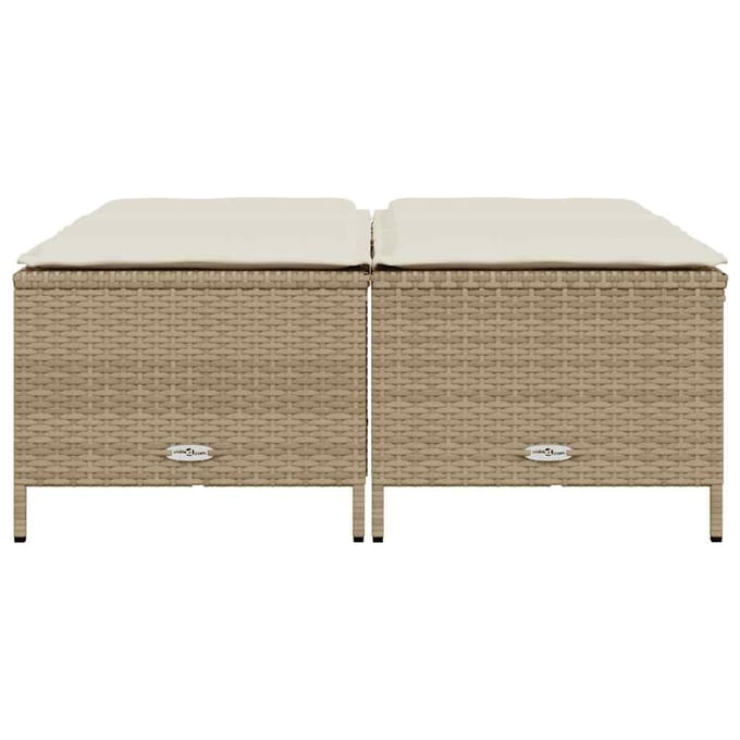 vidaXL Tuinkrukken met kussens 4 st poly rattan beige