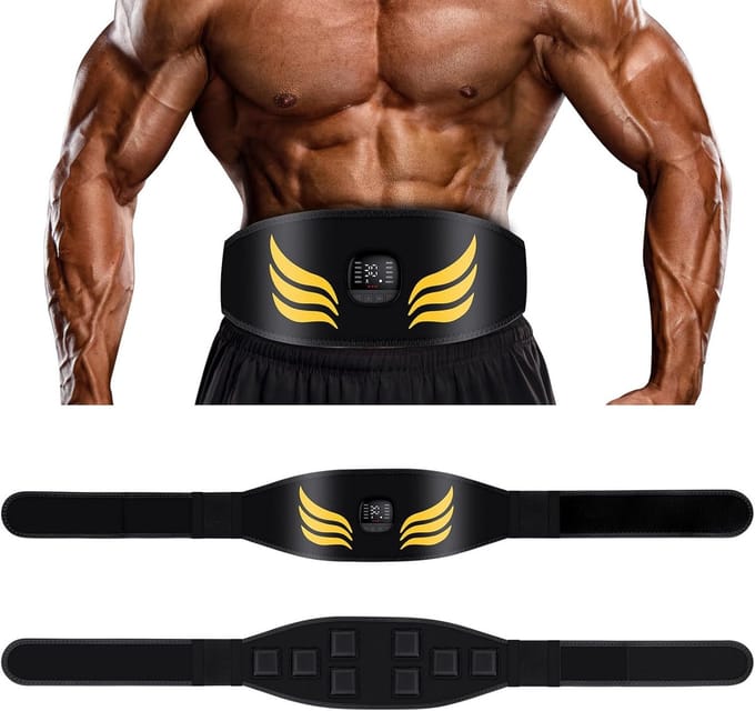 Buikspiertrainer - EMS Trainer - Spierversteviging - 10 Modi 30 Niveaus - 120 cm - Geel