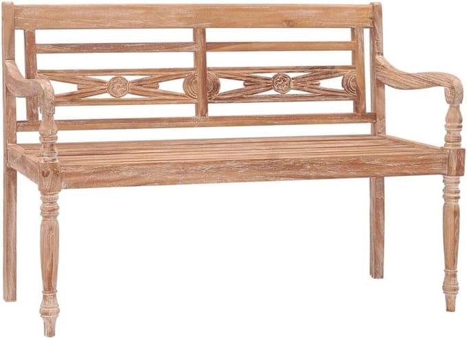 Tuinbank 120 cm Massief Teakhout met Whitewash Afwerking