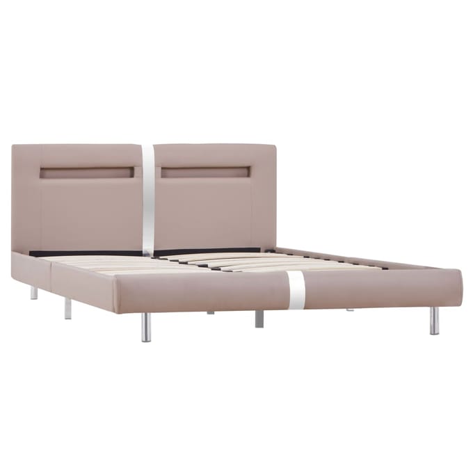 vidaXL - Bedframe - met - LED - kunstleer - cappuccino - 120x200 - cm