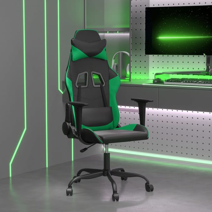 vidaXL - Gamestoel - kunstleer - zwart - en - groen