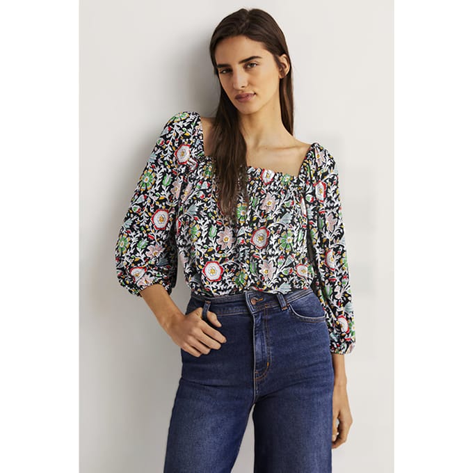 Boden Square Neck Swing Jersey Top Chk Maat: 8 | Blouses Outlet | Dames