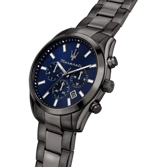 Maserati Attrazione Acier Inoxydable Bleu Anthracite Chronographe à Quartz pour Homme avec Date R8853151012 bleu