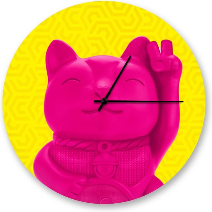 Mustard Desktop Klok - Lucky Cat