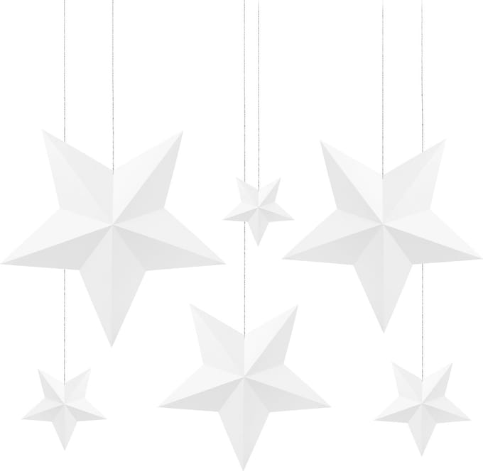 Partydeco - Decoratie sterren wit (6 stuks)