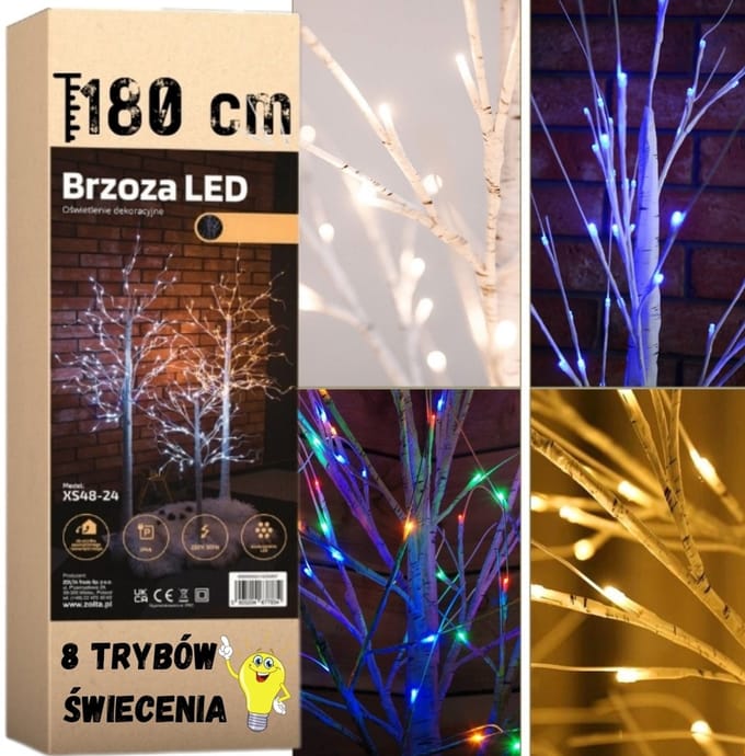 Zolta - Brzoza LED Drzewko - 144 LED's - 8 Verlichtingsmodi - 180cm