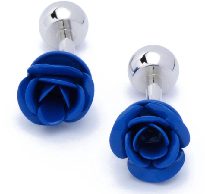 Manchetknopen - Roos Bloem Blauw
