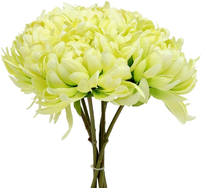 Boeket chrysanten kunstcrème, geel 28cm 6st