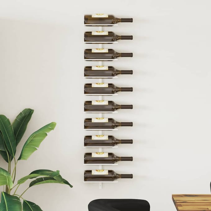 vidaXL - Wijnrek - voor - 10 - flessen - wandmontage - metaal - wit