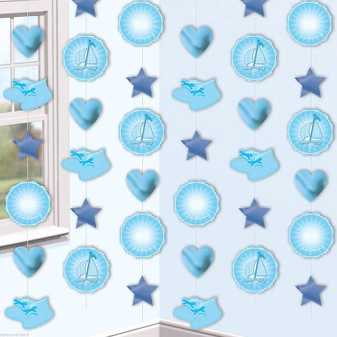 string versiering blauw Christening schoentjes bootjes sterren 6x2 meter