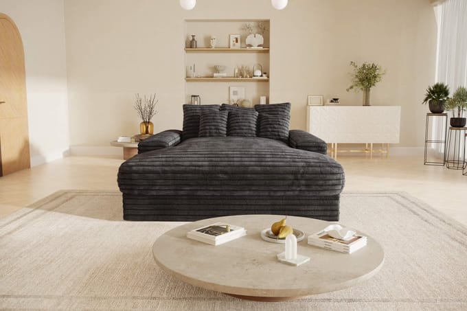 Bigsofa American jmb small- antraciet- dikke ribstof- zetelsenbedden