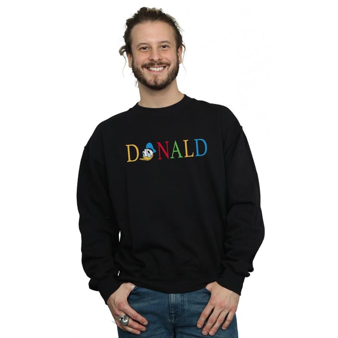 Disney Heren Donald Duck Letters Sweatshirt (Zwart)