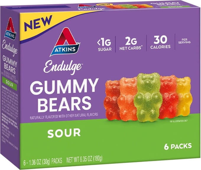 Atkins | Endulge | Gummy Bears Sour | 6 x 30g