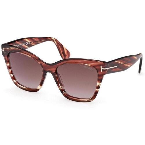 Tom Ford Elvira FT1217 55T gekleurde zonnebril havana bordeaux gradiÃ«nt