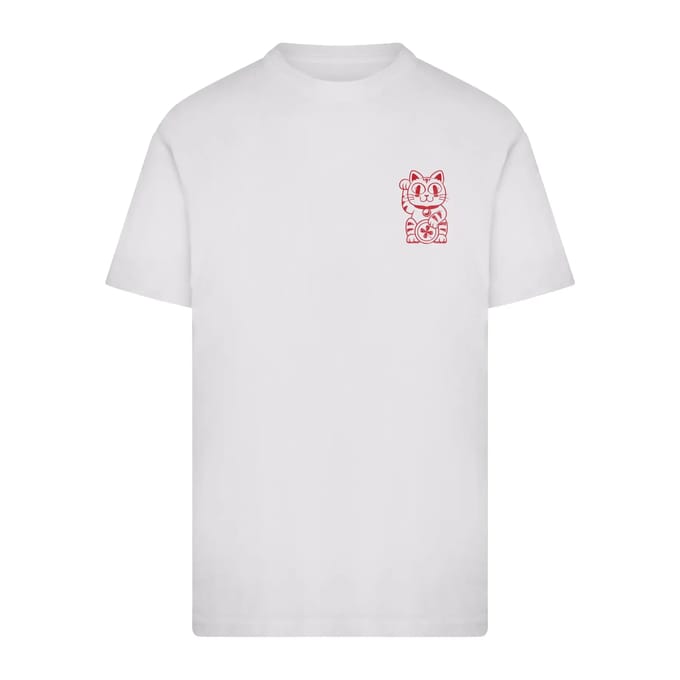 Mister Tee - Good Luck Club Cat Heren Tshirt - M - Wit