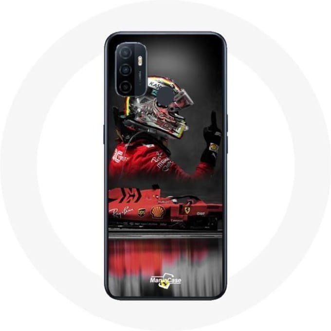 Coque Oppo A53 - Formule 1 - Sebastian Vettel - Souple - Rouge - Protection rouge