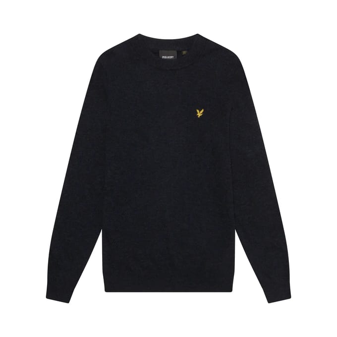 Lyle & Scott trui donkerblauw gemeleerd lamswol